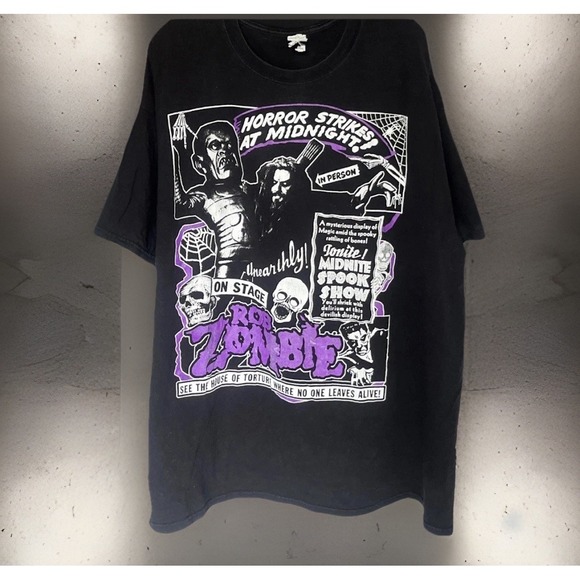 Vintage Y2K Rob Zombie Midnite Spook Show Concert T-Shirt Men's 3XL Horror Metal